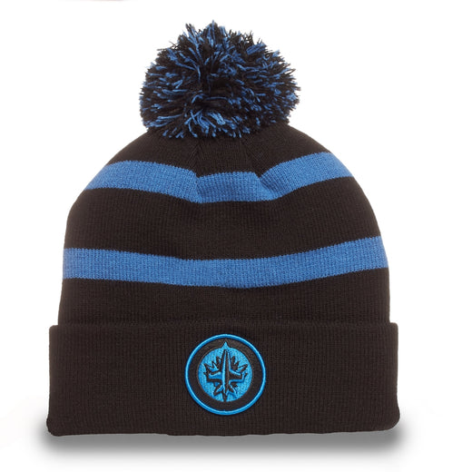 Fan Favorite NHL Winnipeg Jets Mass Breakaway Cuff Knit Pom Toque, Black, Adult