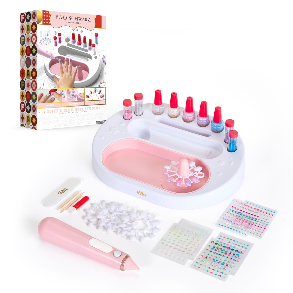 FAO Schwarz Girls Custom Glitter Nail Set, Pink
