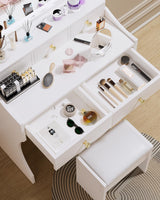 Makeup Table with Extra Large Mirror and Lights, 80cm Dressing Table with Stool image 2