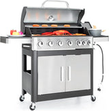Burner Propane Gas BBQ Grill with Side Burner & Porcelain-Enameled Cast Iron Grates, 42,000 BTU Output Stainless Steel Grill for Outdoor Cooking Kitchen and Patio Backyard Barbecue-Captiva image 4