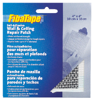 FibaTape Self-Adhesive Wall & Ceiling Hole Repair Patch For Drywall & Plaster, 4 x 4-in