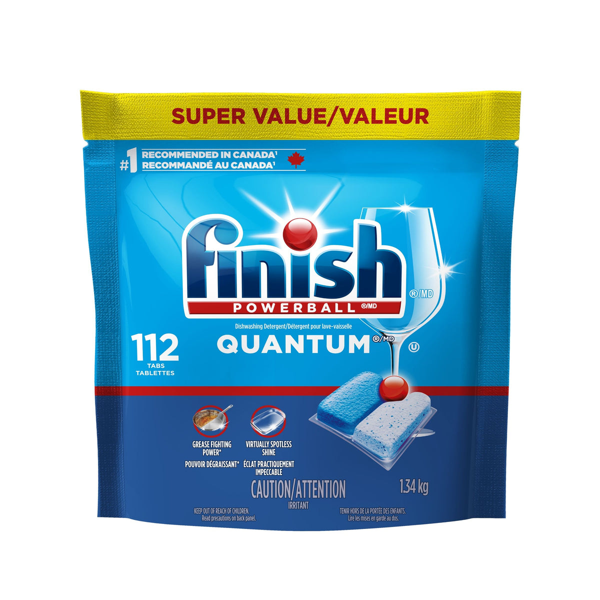 Finish Powerball Quantum Dishwasher Detergent Tabs Super Value Pack, Fresh Scent, 112-pk