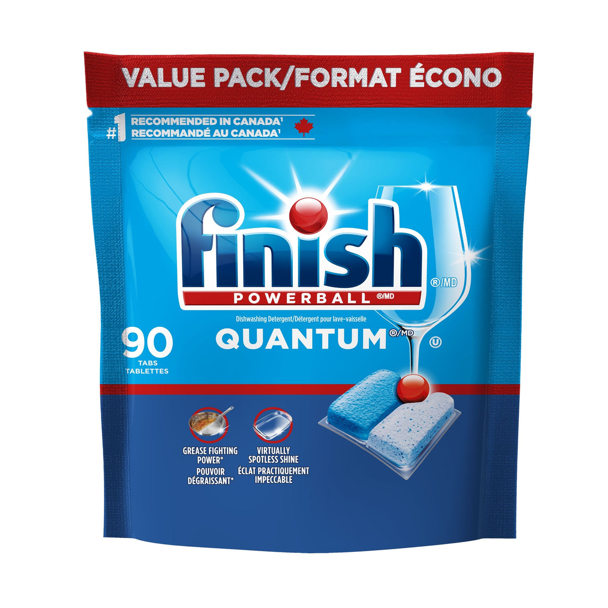 Finish Powerball Quantum Dishwasher Detergent Tabs Value Pack, Fresh Scent, 90-pk