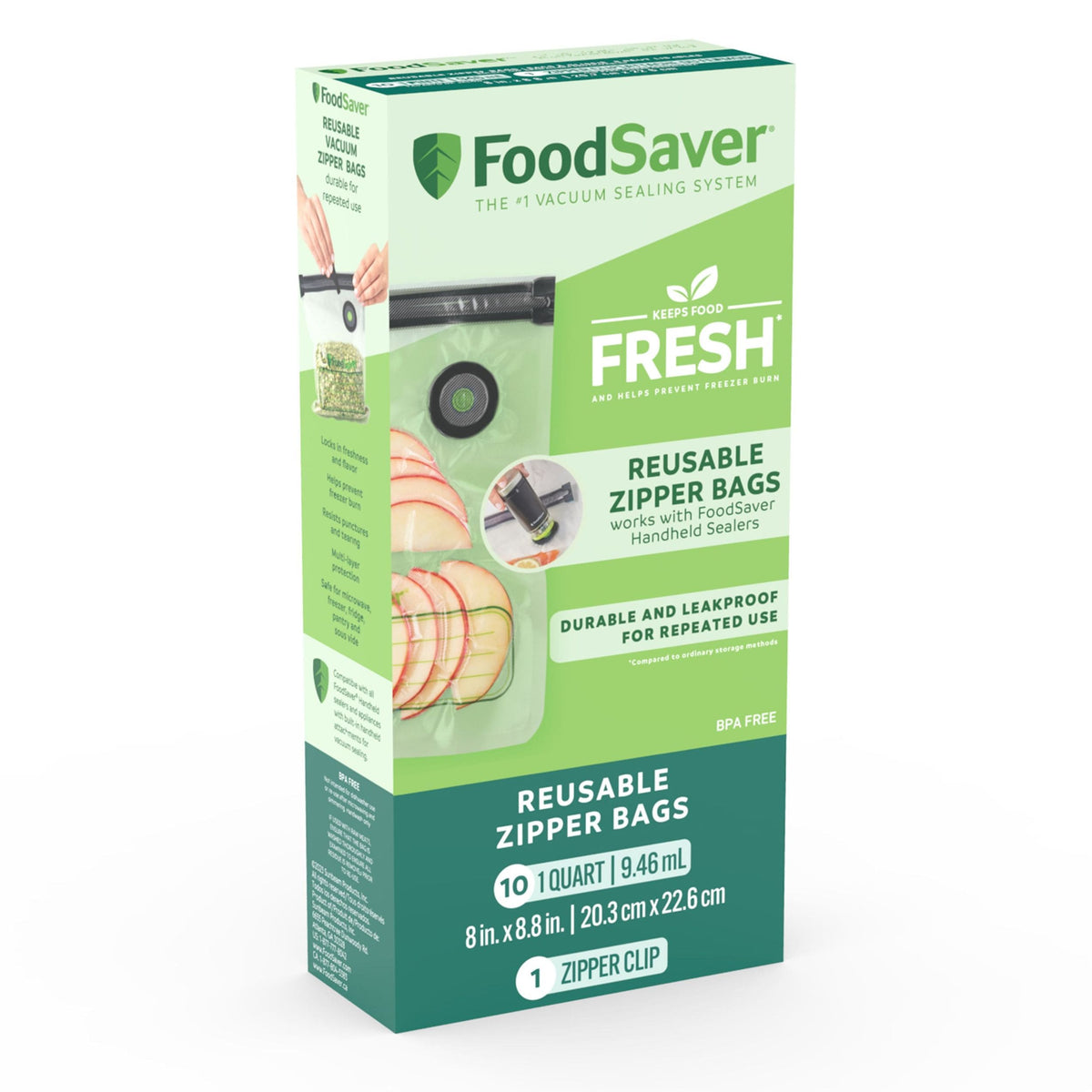 FoodSaver Reusable Zipper Vacuum Sealer Bags, 946mL, 10-pk