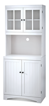 For Living 4-Door Open Shelf Freestanding Kitchen Pantry Storage Cabinet, Cream