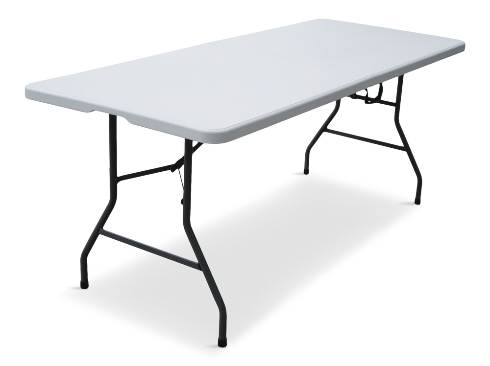 For Living 6-ft Portable Indoor/Outdoor Plastic & Metal Folding Table with Handle, White