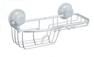 For Living Aluminum Rust-Resistant Suction Basket Shower Caddy with Hook, 3-in x 11-in x 5-in