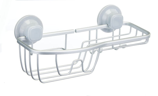 For Living Aluminum Rust-Resistant Suction Basket Shower Caddy with Hook, 3-in x 11-in x 5-in