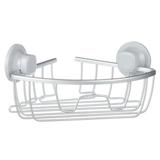 For Living Aluminum Rust-Resistant Suction Corner Shower Caddy, 3-in x 10-in x 7.25-in