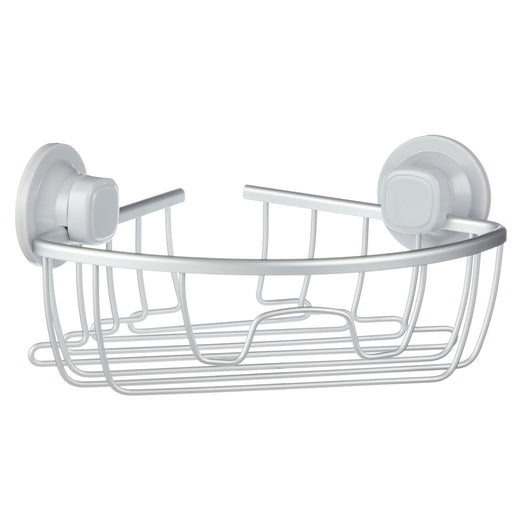 For Living Aluminum Rust-Resistant Suction Corner Shower Caddy, 3-in x 10-in x 7.25-in