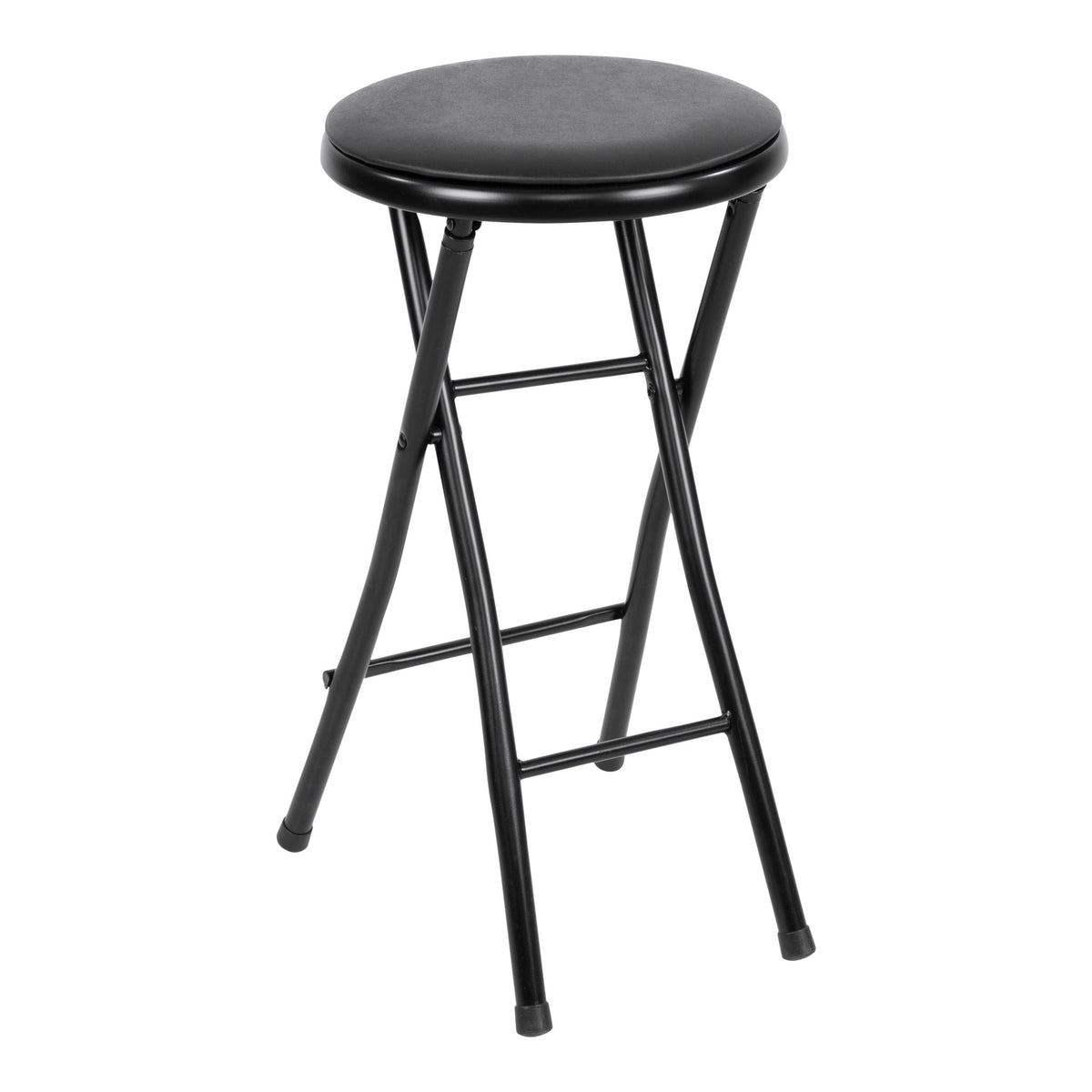 For Living Black Foldable Stool with Vinyl Padding