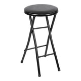 For Living Black Foldable Stool with Vinyl Padding
