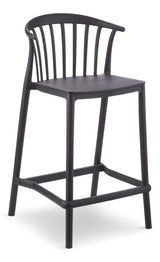 For Living Elevated Plastic Bar Stool with Footrest, Black