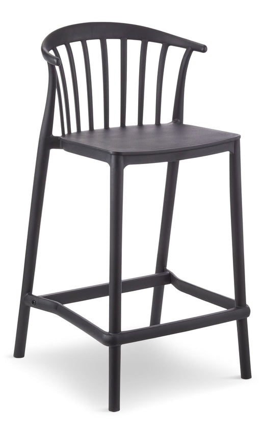 For Living Elevated Plastic Bar Stool with Footrest, Black