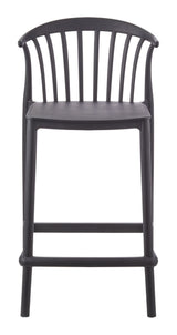 For Living Elevated Plastic Bar Stool with Footrest, Black image 2