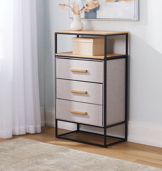 For Living Fabric 3-Drawer 1-Shelf Storage Organizer, Wood