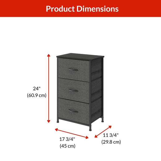 For Living Fabric 3-Drawer Storage Organizer, Grey