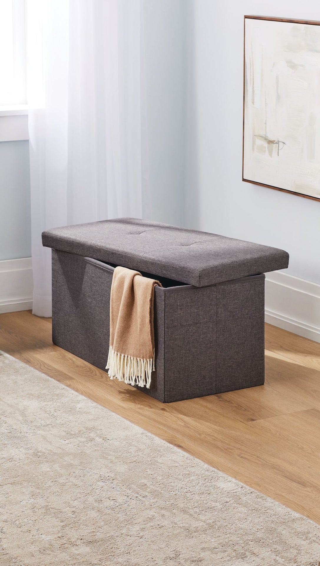 For Living Folding Double Storage Ottoman, Grey