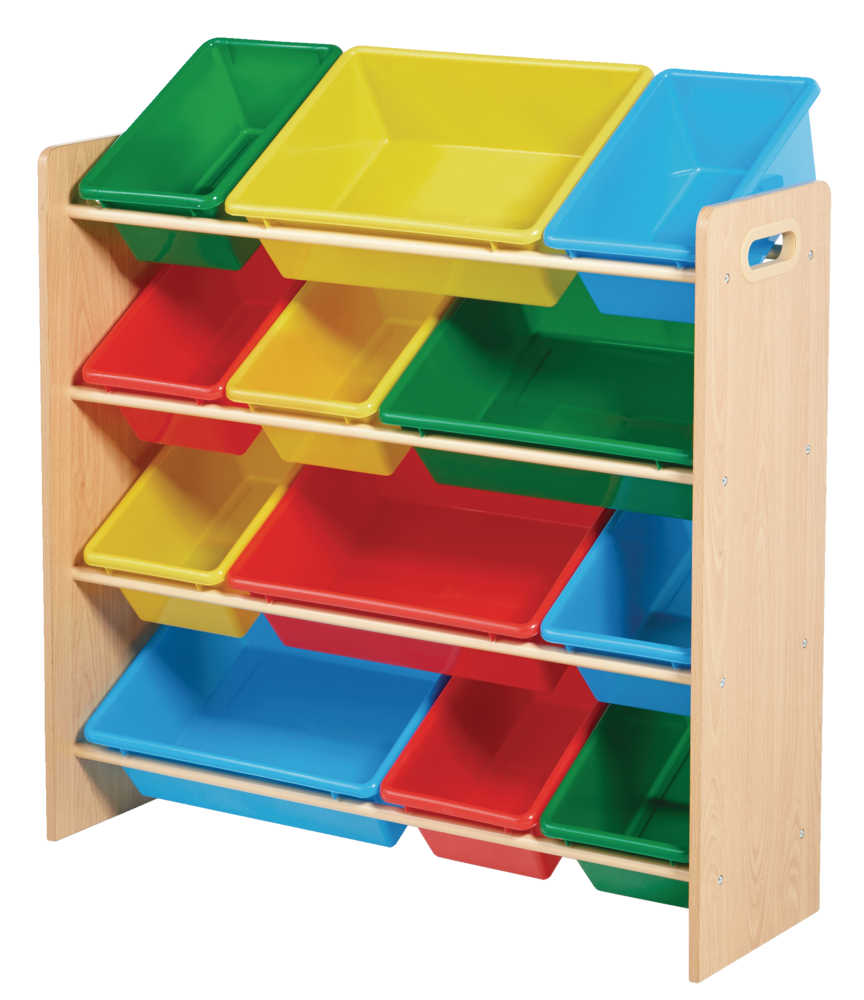 For Living Kids 12-Bin Bedroom/Playroom Toy Storage Organizer, Yellow