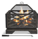 For Living Lawrence Steel Outdoor Wood Burning Fire Pit with Fireplace Poker, 25 x 25 x 26-in image 3