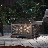 For Living Lawrence Steel Outdoor Wood Burning Fire Pit with Fireplace Poker, 25 x 25 x 26-in image 5