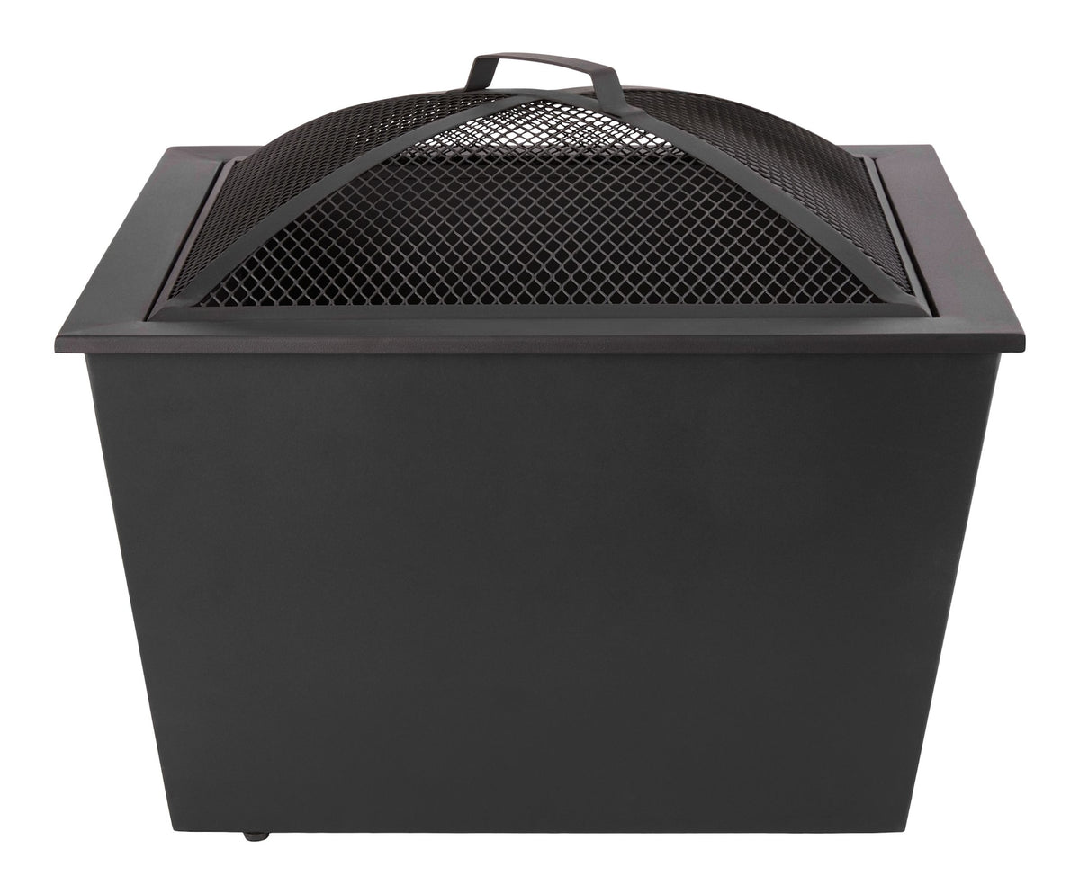 For Living Lyall Square Outdoor Wood Firepit, 20-in, Black