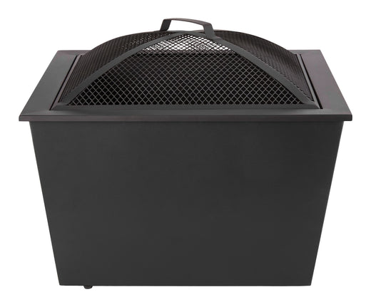 For Living Lyall Square Outdoor Wood Firepit, 20-in, Black
