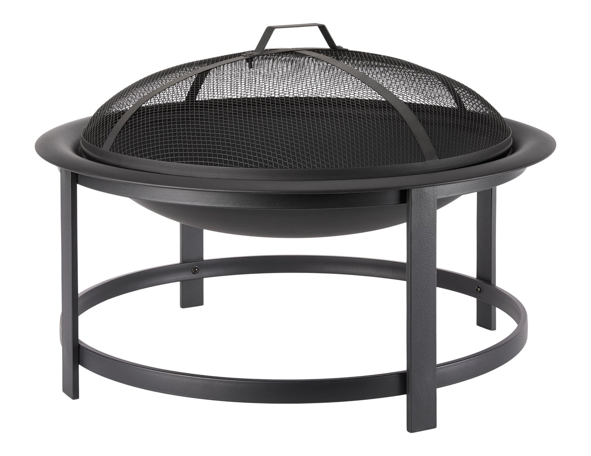 FOR LIVING Macaulay Round Outdoor Wood Firepit, 29-1/2-in, Black