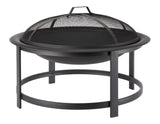 FOR LIVING Macaulay Round Outdoor Wood Firepit, 29-1/2-in, Black