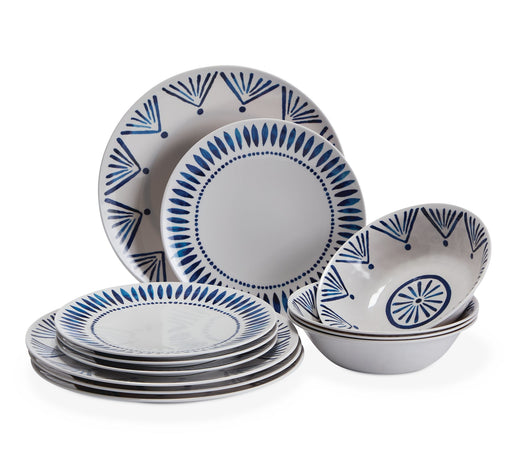 For Living Patio Dinnerware Set, 12-piece, Blue
