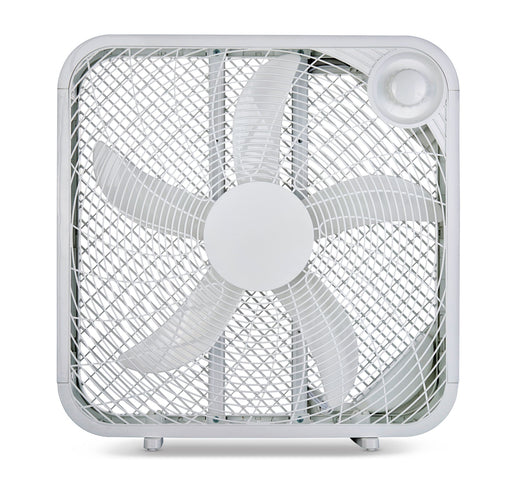 For Living Plastic 5-Blade Portable Box/Floor Fan, 2-Speed, White, 20-in