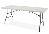 For Living Portable Folding Table with Casters & Handle, 6-ft, White