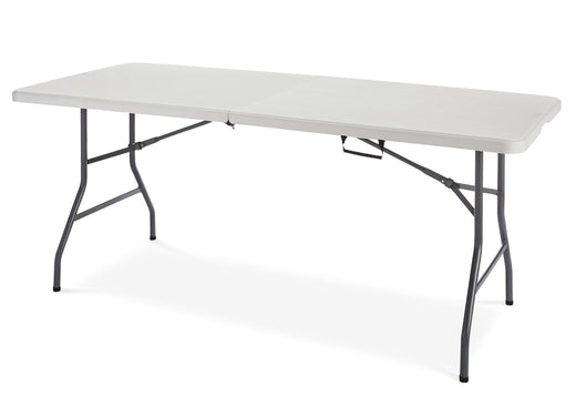 For Living Portable Folding Table with Casters & Handle, 6-ft, White
