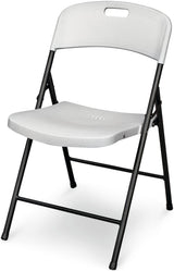 For Living Portable Indoor/Outdoor Contoured Plastic & Metal Folding Chair, White
