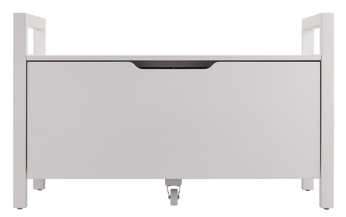 FOR LIVING Pull-Out Storage Bench with Cut-out Handles, 36 x 17 x 22-in, White