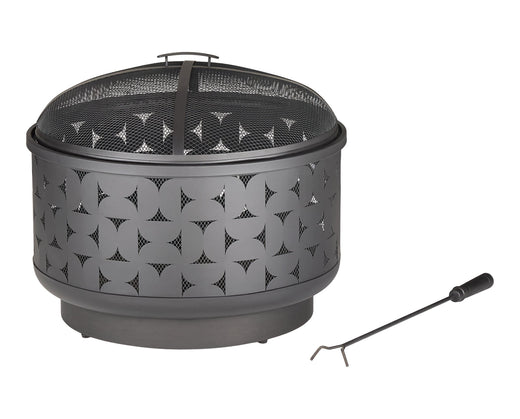 For Living Round Outdoor Wood Burning Fire Pit, Steel, Black, 24-in