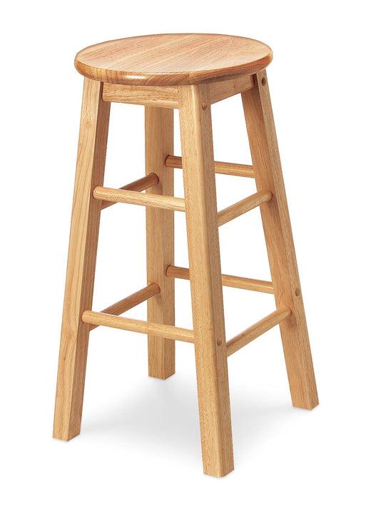 For Living Solid Wood 24" Bar Stool Armless Backless, Natural Finish