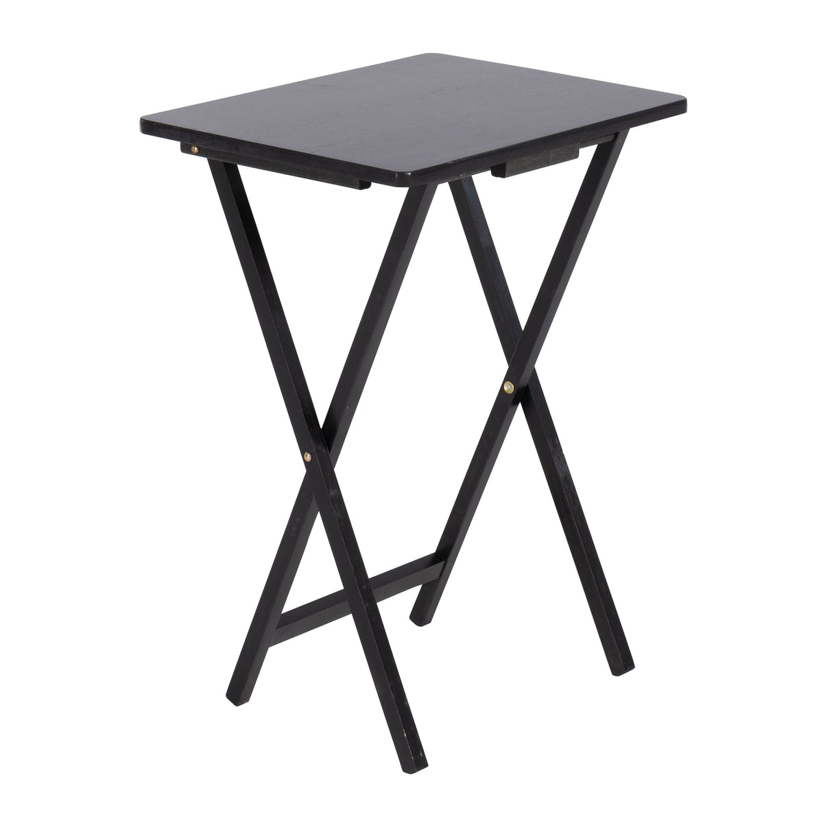 For Living Solid Wood Folding TV Tray, Stain-Resistant, Black