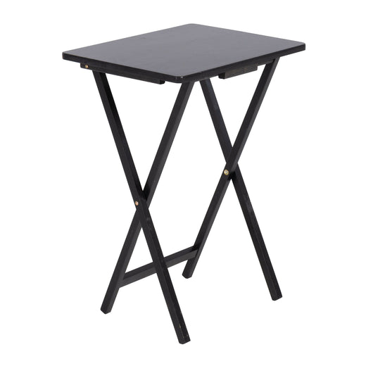 For Living Solid Wood Folding TV Tray, Stain-Resistant, Black