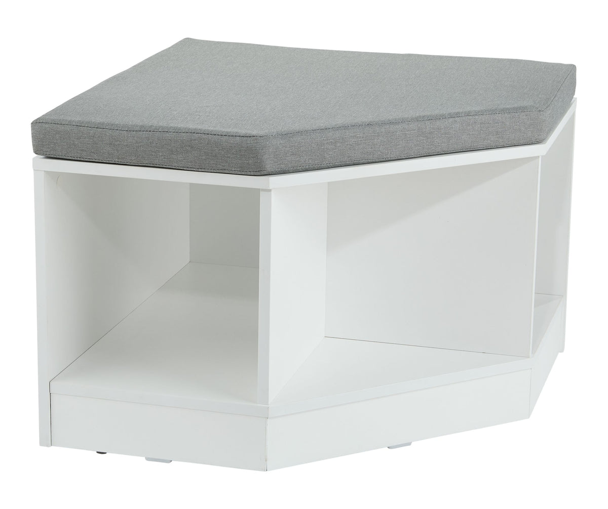 For Living Space Saving Corner Bench with Storage, White/Grey
