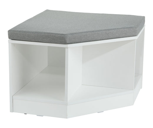 For Living Space Saving Corner Bench with Storage, White/Grey