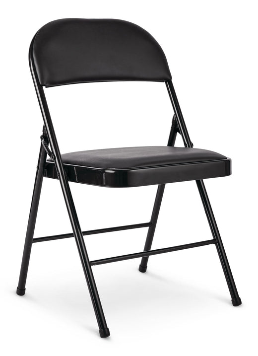 For Living Vinyl Padded Seat Folding Chair, Black