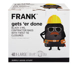 FRANK Extra-Large Twist-Tie Contractor Garbage Bags, 40-pk, Black, 135-L
