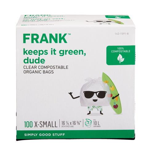 FRANK Extra-Small Organic Compostable Food Waste Bags, 100-pk, Clear, 10-L
