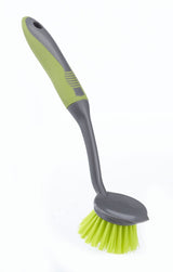 FRANK Round Non-Stick Surfaces Dish Scrub Brush with Stiff & Durable Fibre Bristles with Scraper