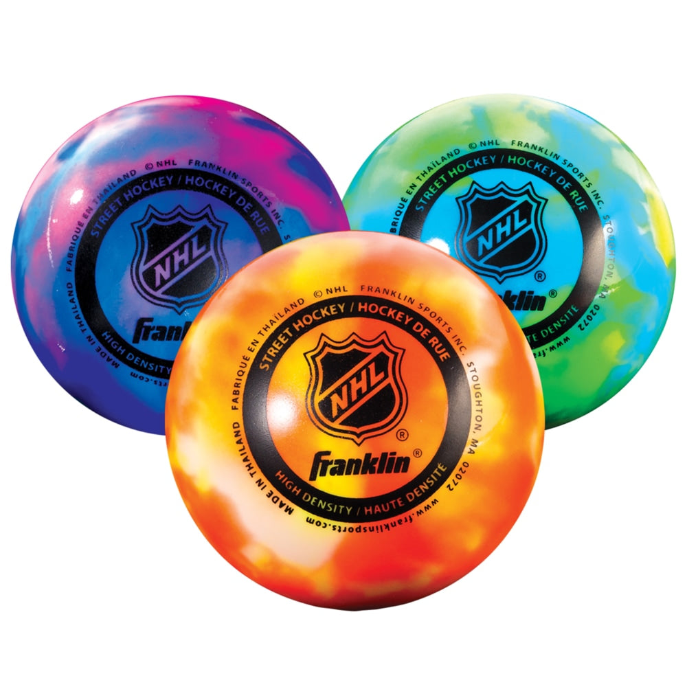 Franklin NHL Warm Weather Street Hockey Balls, Assorted Colours, 3-pk