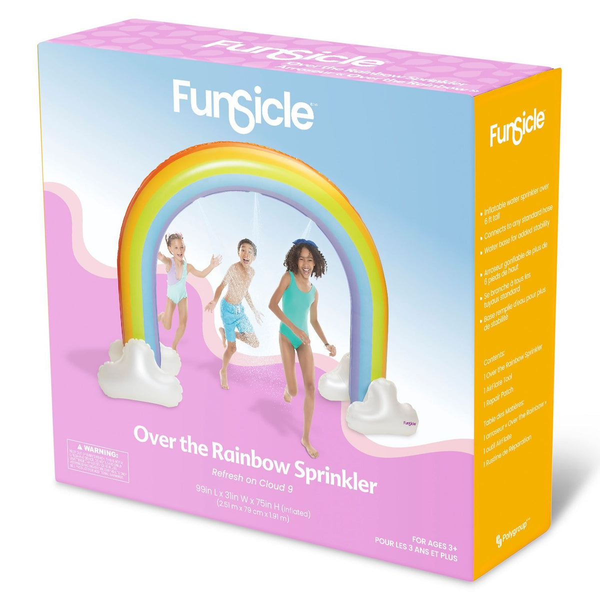 Funsicle Over the Rainbow Giant Inflatable Outdoor Sprinkler with Built-In Water Sprayers