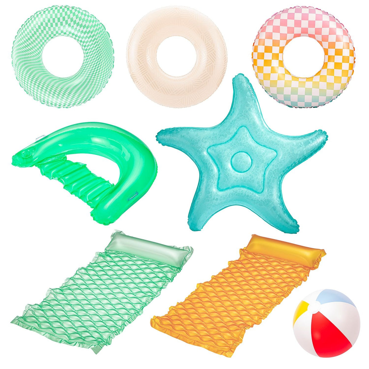 Funsicle Party Pack Pool Loungers with Inflation Tool, 9-pc