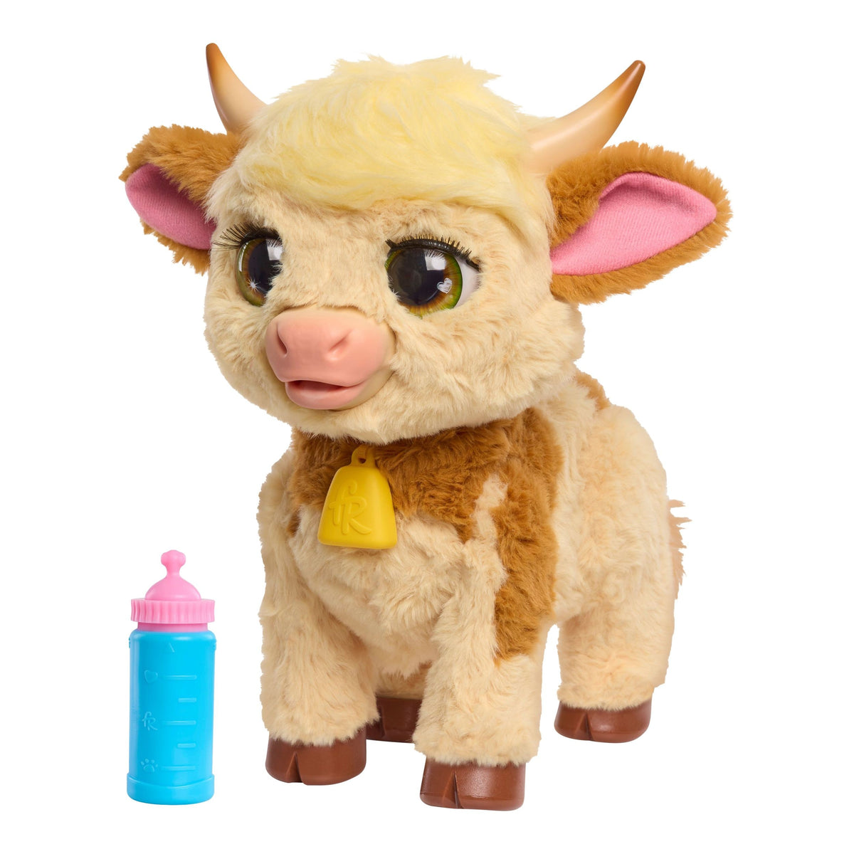 FurReal Maggie the Feed and Follow Cow with Bottle, 11-in