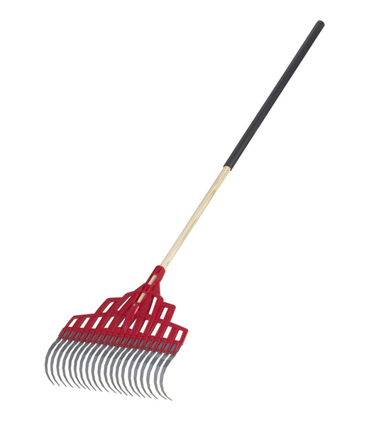 Garant Multi-Purpose Poly Steel 20-Tine Leaf Rake, Wooden Shaft, 65.5-in